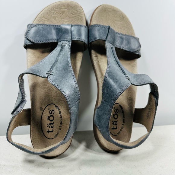 Taos The Show Sandals Womens 7 Blue Leather T-Strap Casual Comfort Shoes - Picture 6 of 8